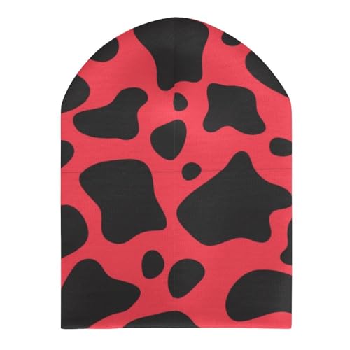 Cow Pattern Kids Beanie Hat for for Girls Boys Children Cap Winter Knitted Chemo Cancer Headwear Accessories Gifts Decoration Black3