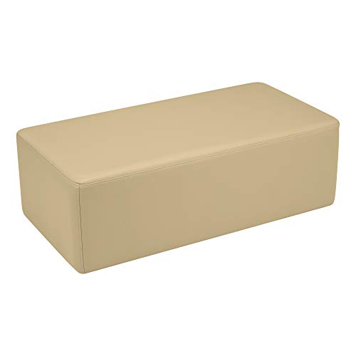 Image of Sprogs 12 inch H Structured Rectangle Stool -Flexible Modular Collaborative Soft Seating for Office, Home, Lounge and School Classrooms with Durable Frame & Set of 2 inch Legs Add-on - Sand