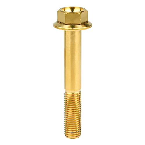 Image of Ti Screws M10 x 20 25 30 35 40 45 50 55 60 65 70 75 80 90 100mm 1.25 Pitch Titanium Flange Hex Bolt Pack of 4 (Gold, M10x60mm)