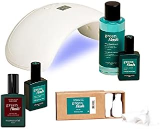Manucurist Gel Nail Polish Kit Dark Pansy - 36W LED Nail Lamp + Green Flash Base Coat + Green Flash Top Coat + Budgundy Nail Polish + Green Flash Nail Polish Remover + 5 Nail Clips