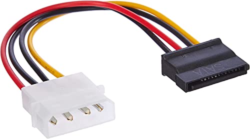 CABLEPELADO Cable adaptador divisor de alimentación de 4 pines macho IDE Molex | LP4 a 2X 15 Pines SATA | 18 AWG | Apto para HDD, SSD, CD ROM | 15 cm (1x SATA)