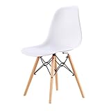 SAMPUR - Chaise Christie de Salle à Manger | Chaise de Bureau et de Salon Design Rétro Scandinave | Chaise Salle d'Attente Durable et Elégante avec Pieds en Hêtre Massif - Blanc