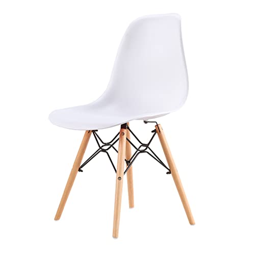 SAMPUR - Chaise Christie de Salle à Manger | Chaise de Bureau et de Salon Design Rétro Scandinave | Chaise Salle d'Attente Durable et Elégante avec Pieds en Hêtre Massif - Blanc Cover