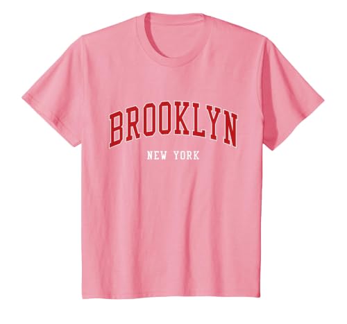 Brooklyn New York Varsity Sports Style T-Shirt, Youth, Pink, Large