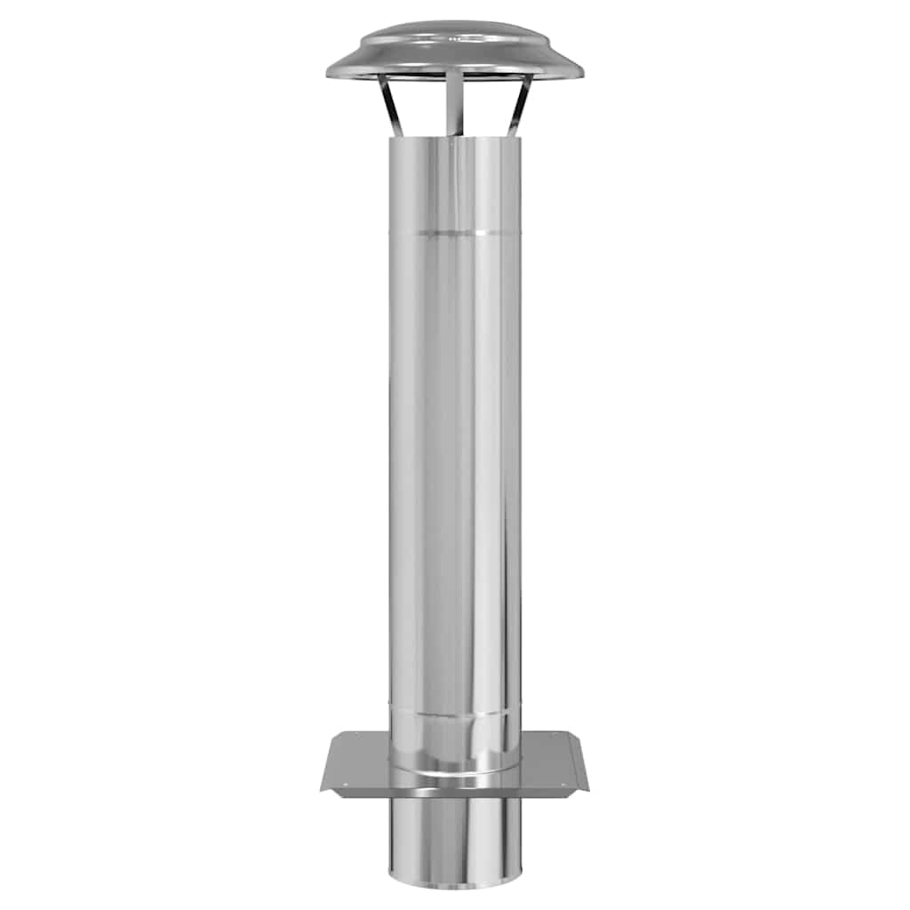 Kaminverlängerung Silber Edelstahl 25 x 25 x 82 cm mit Regenschutz für Garten und Outdoor, Robustes Kamin Ofen Zubehör für Brennholz, Wärme, Schutz und einfache Pflege im Winter