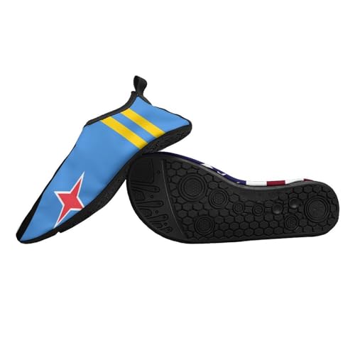 USA and Aruba Flag Lightweight Water Shoes Socks Non Slip Shoes for Women Men Beach Swim River2