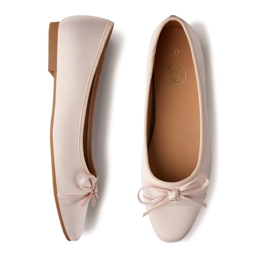 Image of Trary Slingback Flats for Women, Black Dressy Comfortable Round Square Toe Shoes, Work Office Casual Ankle Strap Dress Flats