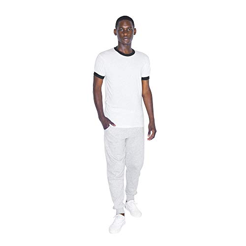 American Apparel Men's 50/50 Crewneck Short Sleeve Ringer T-Shirt, White/Black, Large #TOP4