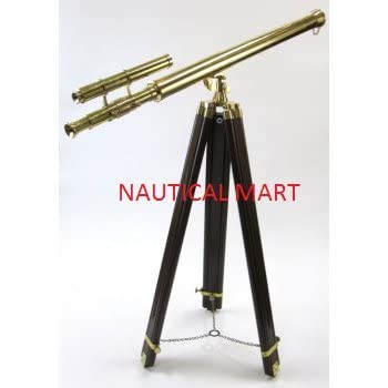 Vintage Nautical Antique Style Decorative Mini Brass Telescope with RED Pouch