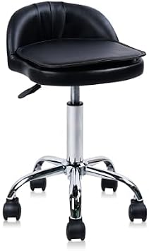 KLASIKA Rolling Swivel Salon Stool Chair with Back Rest Height Adjustable, Making it Ideal for use in Tattoo Studios, Medical spas, and Massage Therapy Settings,Black1 Pack