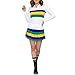 Womens Outfit | 2 Piece Striped - Long Sleeve Quarter Button Top with Pleated Skirt Set,for Workout White x_l