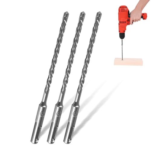 3 pezzi SDS Punta per trapano 6mm x 160mm per pietra, cemento e muratura – Punta a 4 taglienti ad alte prestazioni per pietra, mattoni, muratura – Ultra-stabile e durevole (Professionale)