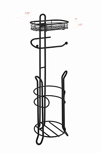 Sunnypoint Bathroom Heavyweight Toilet Tissue Paper Roll Storage Holder Stand With Reserve And Shelve, The Reserve Area Has Enough Space To Store Mega Rolls. (Black) #TOP6