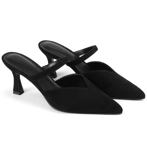Image of USIMAD Women's Mesh High Heel Mules Pointy Toe Pumps Memory Foam Insole