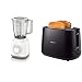 Philips HR2100/00 Blender Daily Collection, 400 W, Bol en Plastique 1,5 L, 2 Vitesses et Fonction Pulse, Lames ProBlend 4 -Blanc & HD2581/90 Grille-pain Daily Collection, 8 réglages, Access - Noir