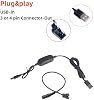 2-Pack Cable adaptador de corriente USB para ventilador con elevador de voltaje 12V, control de velocidad para ventiladores de PC de 3/4 pines, 6W con indicadores LED, entrada 5V salida 5-12V DC (68 pulgadas) 8