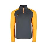 Izas - Camiseta Polar para Hombre - Camiseta Manga Larga con Cuello Alto y Cremallera - Forro de Invierno, Ligero y Secado Rápido - Ideal para Actividades al Aire Libre - Taku Carbón y Naranja - L