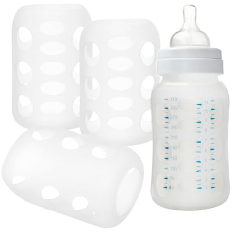 Abaodam 4pcs Nursery Bottle Cover Silicone Bottle Case - Silicone Sleeve for Glass Bottle - Feeding Bottle Sleeves Feeding Bottle Cover White Protection Cap Glass Sleeves Protector Glass Cover