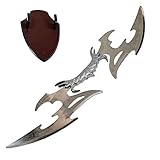 Swords and more Klingon Bathlet II, Trek Fans – Klingonisches Bat'leth, 108 cm, Schwert aus Silberstahl, Bat’LETH für mit Wandschild für Trekkies, Sammlungen & Cosplays