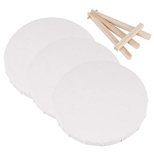 Conjunto de 4 peças de cavalete com conjuntos de tela de pintura redonda e painéis de painel de lona