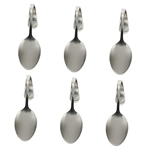 DECHOUS 6Pcs Curved Handle Stainless Steel Spoons for Buffet Serving Mirror Polished Food Spoons for Home Kitchen and Restaurant Unique Design Easy to Clean