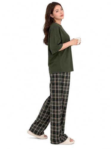 Image of KSHS Womens Korean Night Dress || Full Pyjama Set ||Korean Nightsuit || Women Nightwear ||Round Neck Half Sleeve Nightsuit || Loungewear || Everyday Nightdress Women's Pyjama Sets