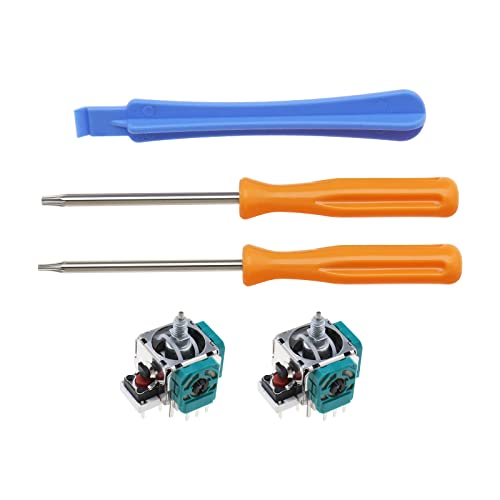 Image of Set of 5 Analog Joystick Repair Kit Compatible with Xbox One Elite 2 Controller Only 3D Thumb Stick Controller Rocker Sensor with T6 T8 Screwdriver and Crowbar