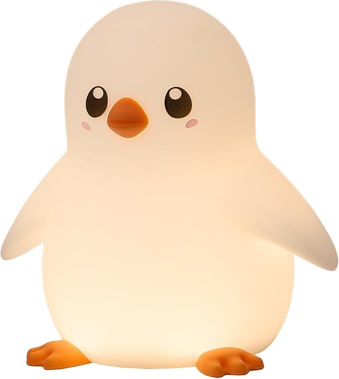 Luz nocturna para niños, bonita luz nocturna de silicona, lámparas para niños, lámpara de noche de animales (pingüino), bonita luz para decoración