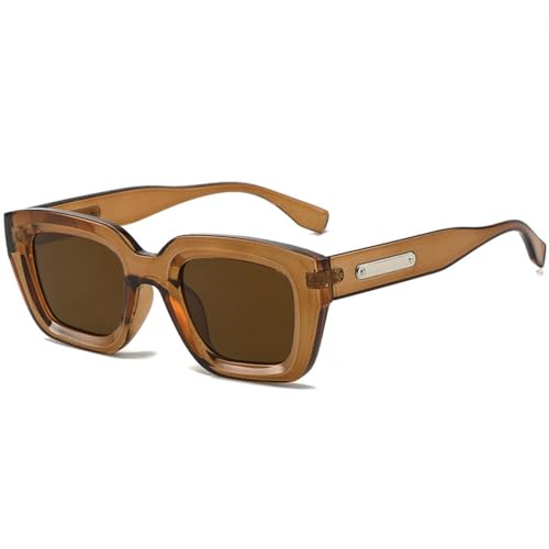 Lunettes de soleil carrées contre l'éblouissement verres rétro thé UV400
