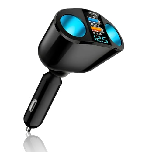 5-in-1 Auto Zigarettenanzünder Verteiler, 66W Auto KFZ Ladegerät Adapter Zigarettenanzünder USB mit 12V/24V 1 USB + 1 PD Steckdosen Autoladegerät für iPhone iPad Dashcam Navi Sitzheizung GPS