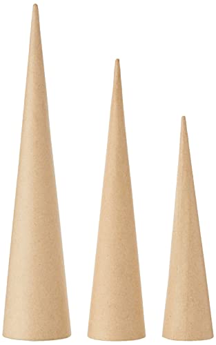 Creativ 265050 Tall Cones, H: 20-25-30 cm, 3asstd