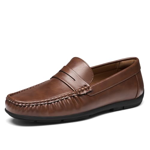Image of HEEZ Men's Loafers Slip On Dress Shoes Penny Loafers Leather Casual Driving Boat Shoes for Men