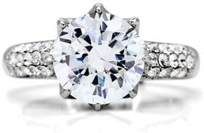 Stainless Steel Clear Cubic Zirconia Pave Engagement Cocktail Ring