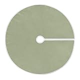 Picture of xigua Sage Green Solid Color Tree Skirt Winter New Year House Decorative Supplies for Holiday Office Gift Xmas Tree Base Cover Mat Decorations 35.4inch