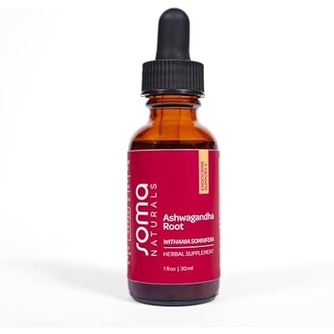 Soma Naturals Ashwagandha Root Extract, Extra Strength Adaptogen Drops for Calm and Focus, Mood & Energy Support, Non-GMO, Gluten-Free, 1fl oz, 30ml Cover