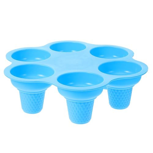 Silicone Molds for Toddlers & Baby Teething, 6-Cavity Homemade Ice Pop Maker Tray for Breastmilk, Yogurt & Puree, Easy Release Ice Cream Cone Mold for DIY Snacks & Dog Treats, Blue by Hemoton - Used condition - US$12.67