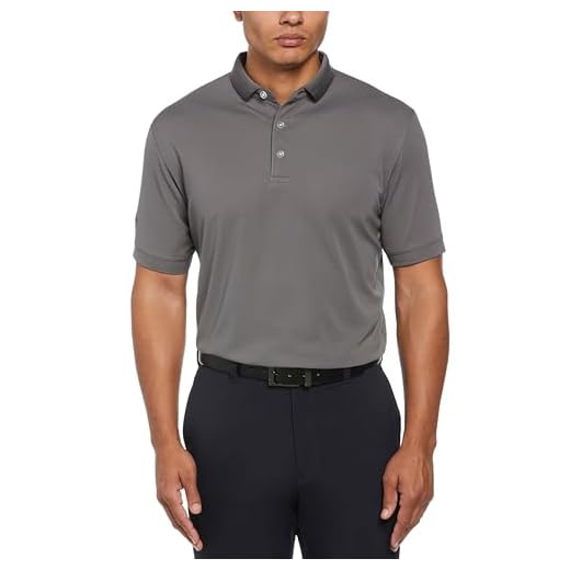 Callaway Men's Golf Short Sleeve Solid Ottoman Polo Shirt, Smoked Pearl, X-Large