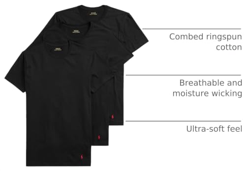 Image of POLO RALPH LAUREN Men's T-Shirt, 3-Pack, Classic Men's Cotton Crewneck Shirts, Moisture-Wicking, (Long, Big & Tall)