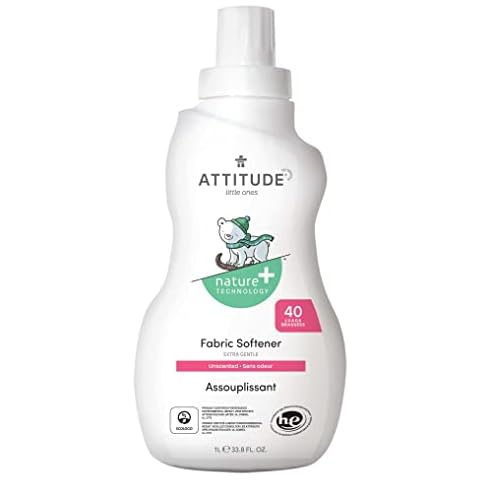 ATTITUDE Natural Baby Fabric Softener, Hypoallergenic, Biodegradable, Vegan and Cruelty-free, Unscented, 1 Liter, 40 Washes Cover