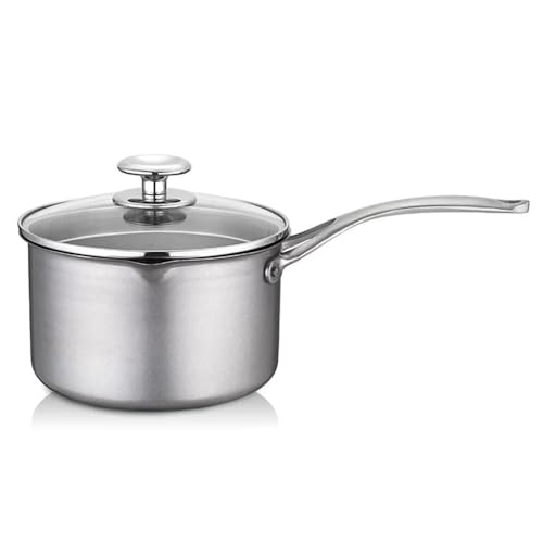 Olla de Titanio Puro de 18 cm, Olla para Leche con Tapa de Vidrio, Olla portátil para Fideos, Wok para Acampar, Utensilios de Cocina