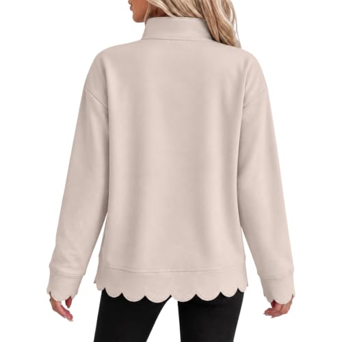 Womens Oversized Crewneck Sweatshirts Scalloped Casual Pullover Tops - image 7