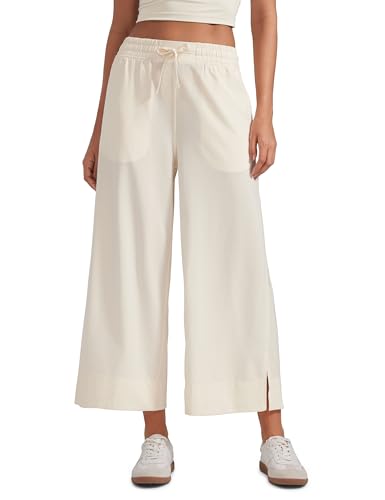 Image of CRZ YOGA Lightweight Wide Leg Crop Pants 25 inch | Casual, Travel, Comfy, Soft, Split, Loose Fit, Pockets, for Women