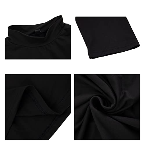 Men's Fashion Mock Turtleneck T-Shirts Long Sleeve Pullover Sweater Basic Designed Undershirt Slim Fit Top M Black #TOP4