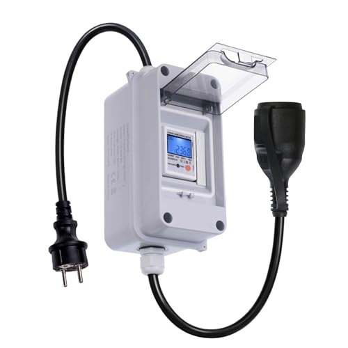 Compteur Électrique Mobile IP65 avec Bouton Reset & Câble H07RN-F – Compteur Intermédiaire pour Kit Solaire Autoconsommation, Camping-car & Recharge VE