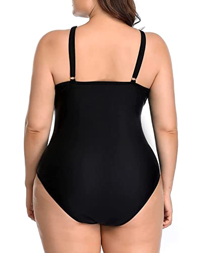 Aqua Eve Plus Size Swimsuit Women One Piece Swimsuit Tummy Control High Neck Bathing Suit Ruched Swimwear Black 20W #TOP4