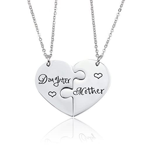 Xiyantiji Mother Daughter Gift Necklace Matching Heart Necklaces for Women Mom Birthday Christmas Gifts from Daughter Necklaces from Mom and Daughter Necklace for 2 - Small