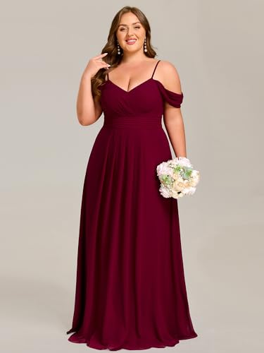 Ever-Pretty Plus Women's V Neck A Line Off Shoulder Sleeveless Chiffon Pleated Floor Length Plus Size Bridesmaid Dresses4