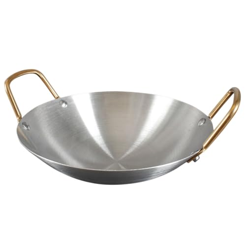OUNONA Olla Seca Redonda y Resistente de Acero Inoxidable Doble Asa para Cocinar en Estufas de Gas E Industriales para Adecuado para Estofados y Mariscos