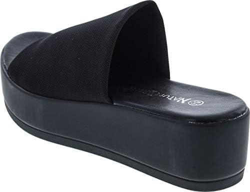 black stretchy platform sandals