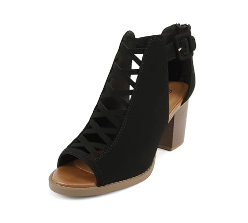 Image of Soda Aran ~ Women Open Toe Crisscross Straps Back Zipper High Heel Fashion Sandal with Adjustable Ankle Strap